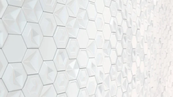 Fondo Abstracto Hecho Hexágonos Blancos Pared Hexágonos Patrón Panal Ilustración — Foto de Stock