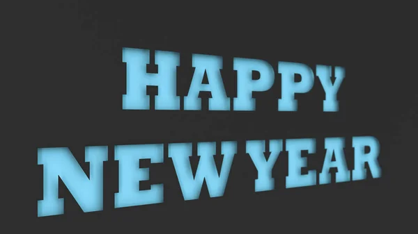 Blauwe Happy New Year Woorden Snijden Zwart Papier Rendering Illustratie — Stockfoto