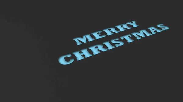 Blue Merry Christmas Parole Tagliate Carta Nera Illustrazione Rendering — Foto Stock