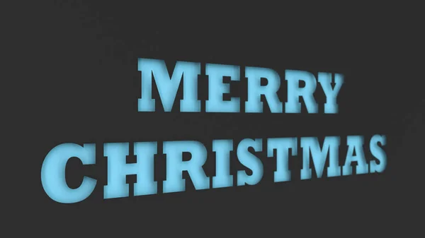 青いメリー クリスマスの言葉を黒い紙にカットします レンダリング図 — ストック写真