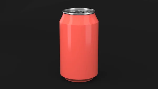 Pequeno Refrigerante Alumínio Vermelho Branco Pode Mockup Fundo Preto Pacote — Fotografia de Stock