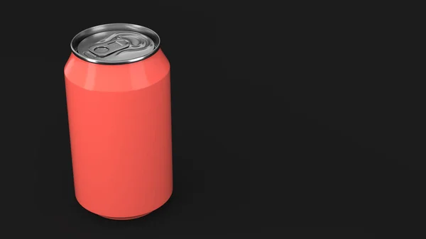 Pequeno Refrigerante Alumínio Vermelho Branco Pode Mockup Fundo Preto Pacote — Fotografia de Stock