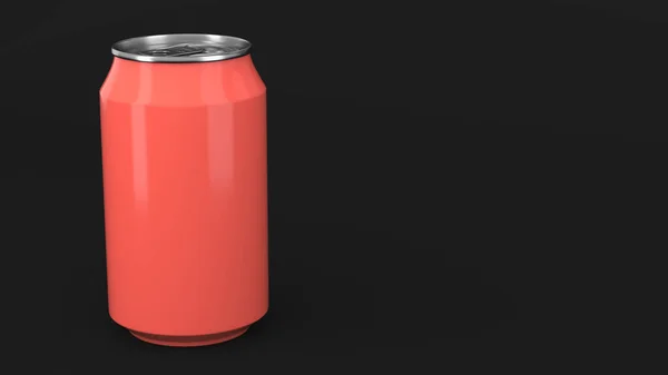 Blank Small Red Aluminium Soda Can Mockup Black Background Tin — Stock Photo, Image