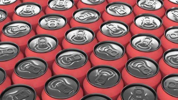 Große Rote Getränkedosen Auf Schwarzem Hintergrund Getränk Attrappe Dosenpackung Bier — Stockfoto
