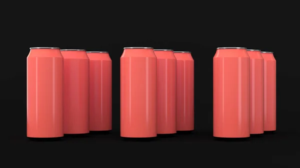 Siyah Zemin Üzerine Kırmızı Soda Kutular Ham Çecek Mockup Bira — Stok fotoğraf