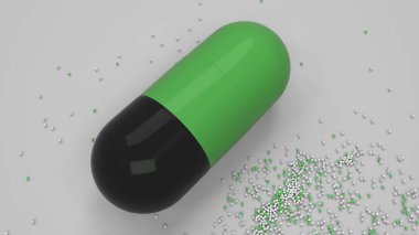 Beyaz arka plan üzerinde renkli ilaç kapsül. Tıbbi ya da eczane konsepti. 3D render illüstrasyon