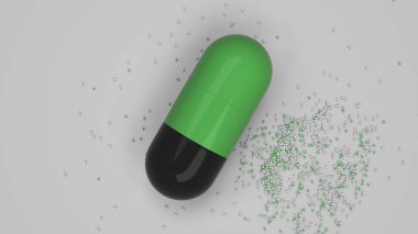Beyaz arka plan üzerinde renkli ilaç kapsül. Tıbbi ya da eczane konsepti. 3D render illüstrasyon