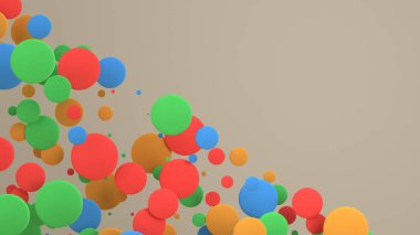 Renkli yuvarlak yüzey-in beyaz arka plan üzerinde rasgele boyutu. Arka plan daire ile. Bulut çevrelerin duvar önünde. 3D render illüstrasyon