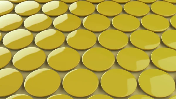 黄色の背景に黄色のバッジを空白 ボタンのモックアップ レンダリング図 — ストック写真
