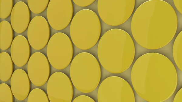 Blank Yellow Badge Yellow Background Pin Button Mockup Rendering Illustration — Stock Photo, Image