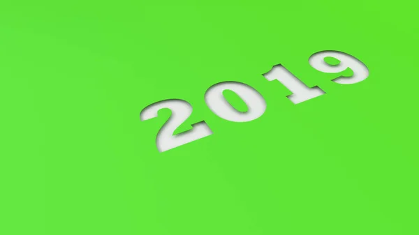 Número Blanco 2019 Cortado Papel Verde Signo Año Nuevo 2019 — Foto de Stock