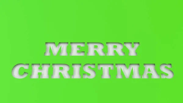White Merry Christmas Words Cut Green Paper Rendering Illustration — Stock Photo, Image