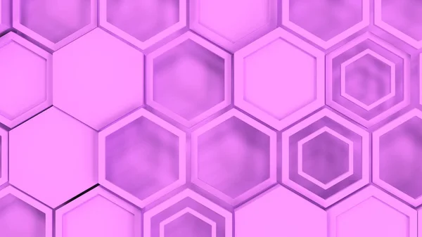 抽象3D 由紫色六边形的背景 六边形墙 蜂窝图案 渲染插图 — 图库照片