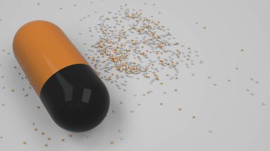 Beyaz arka plan üzerinde renkli ilaç kapsül. Tıbbi ya da eczane konsepti. 3D render illüstrasyon