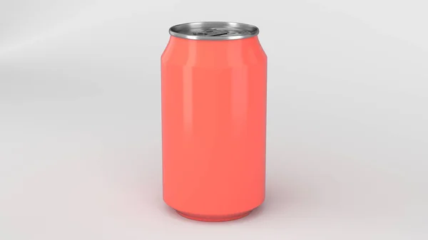Небольшая Красная Алюминиевая Сода Макет Белом Фоне Пакет Пива Напитков — стоковое фото