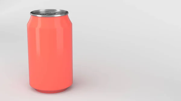 Blank Small Red Aluminium Soda Can Mockup White Background Tin — Stock Photo, Image