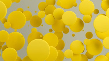 Sarı yuvarlak yüzey-in beyaz arka plan üzerinde rasgele boyutu. Arka plan daire ile. Bulut çevrelerin duvar önünde. 3D render illüstrasyon