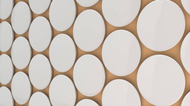 Turuncu arka plan boş beyaz rozet. PIN düğmesini mockup. 3D render illüstrasyon