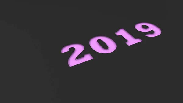 Número Púrpura 2019 Cortado Papel Negro Signo Año Nuevo 2019 —  Fotos de Stock