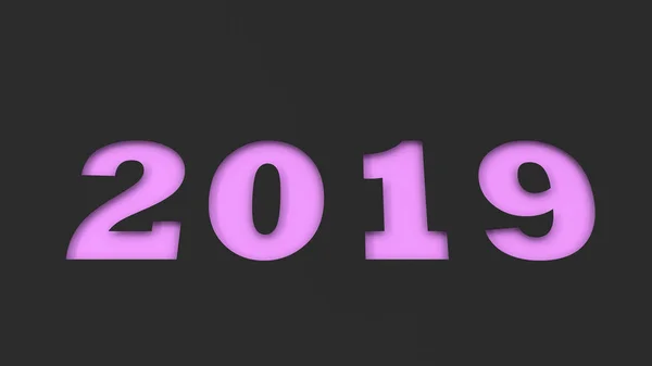 Fialová 2019 Číslo Řez Černým Papírem Nový Rok 2019 Znamení — Stock fotografie