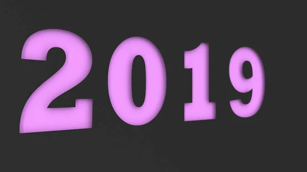 Mor 2019 Numara Siyah Kağıt Kesti 2019 Yeni Yıl Işareti — Stok fotoğraf