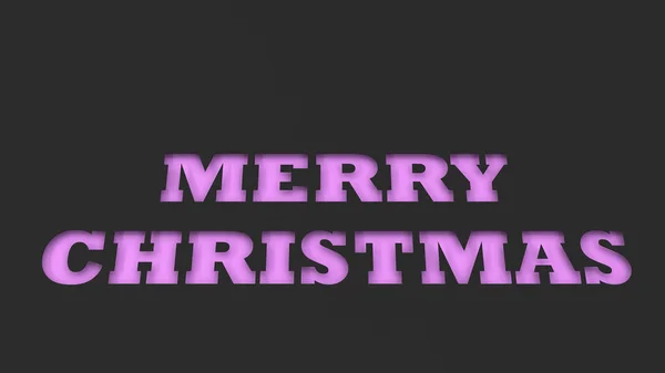 Purple Merry Christmas Parole Tagliate Carta Nera Illustrazione Rendering — Foto Stock