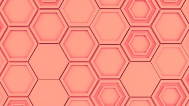 3d arka plan kırmızı altıgen yaptı. Altıgen yanarak bahislerin doğru duvarına. Petek desen. 3D render illüstrasyon