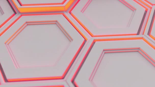 Abstract Technological Background Made White Hexagons Red Glow Wall Hexagons — Stock Video