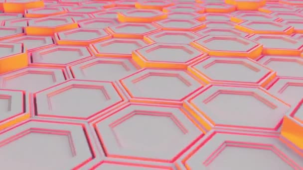 Abstract Technological Background Made White Hexagons Red Glow Wall Hexagons — Stock Video