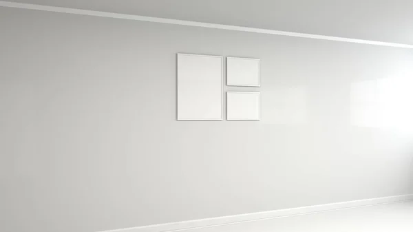 Blank Vit Affisch Vit Ram Väggen Bild Eller Foto Mockup — Stockfoto