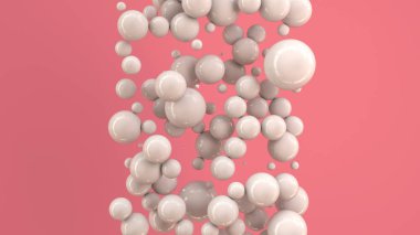 Rastgele büyüklükteki kırmızı zemin üzerine beyaz küreler