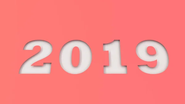 Número Branco 2019 Cortado Papel Vermelho 2019 Sinal Ano Novo — Fotografia de Stock