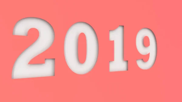 Número Blanco 2019 Cortado Papel Rojo Signo Año Nuevo 2019 — Foto de Stock