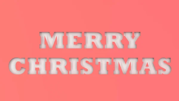 White Merry Christmas Words Cut Red Paper Rendering Illustration — Stock Photo, Image