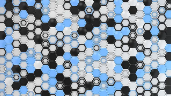 Abstract Background Made Black White Blue Hexagons White Background Wall — Stock Photo, Image
