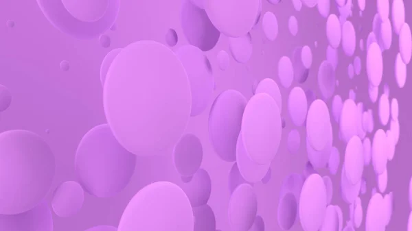 紫色背景上的随机大小的紫色光盘 抽象背景与圈子 墙前的圆云 渲染插图 — 图库照片