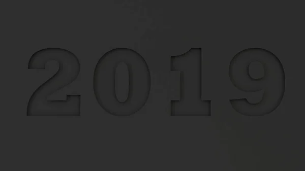 2019 Číslo Snížit Černém Papíře Nový Rok 2019 Znamení Vykreslování — Stock fotografie