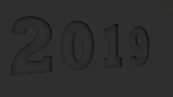 Número 2019 Cortado Papel Negro Signo Año Nuevo 2019 Ilustración —  Fotos de Stock