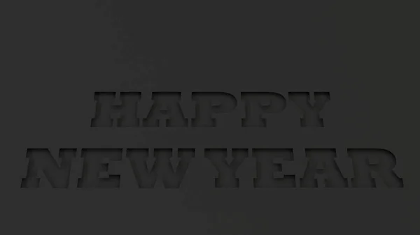 Gelukkig Nieuwjaar Woorden Snijden Zwart Papier Rendering Illustratie — Stockfoto