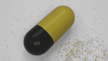 Beyaz arka plan üzerinde renkli ilaç kapsül. Tıbbi ya da eczane konsepti. 3D render illüstrasyon