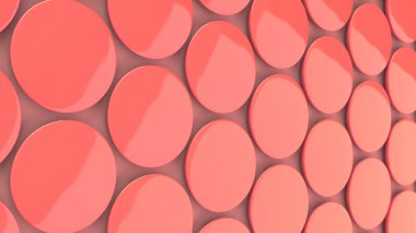 Kırmızı arka plan boş kırmızı rozet. PIN düğmesini mockup. 3D render illüstrasyon