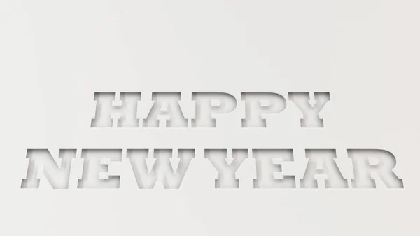 Щасливі Новорічні Слова Нарізані Білим Папером Ілюстрація Рендеринга — стокове фото