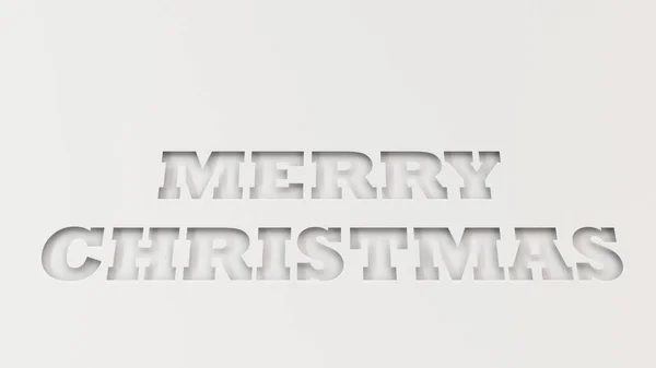 圣诞快乐的文字在白纸上剪断 渲染插图 — 图库照片