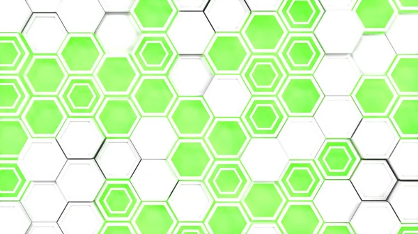 Résumé Fond Composé Hexagones Blancs Sur Fond Vert Brillant Mur — Photo