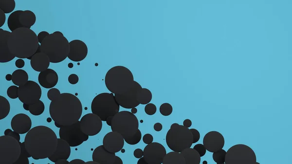 Чорні Диски Випадкового Розміру Синьому Фоні Абстрактний Фон Колами Хмара — стокове фото