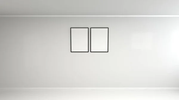 Blank White Poster Black Frame Wall Picture Photo Mockup Render — Stock Photo, Image