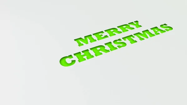 Verde Feliz Navidad Palabras Cortadas Papel Blanco Ilustración Representación —  Fotos de Stock