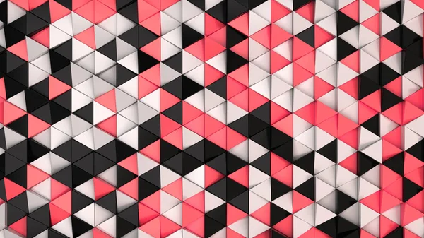 Muster Aus Schwarzen Weißen Und Roten Dreiecksprismen Wand Aus Prismen — Stockfoto
