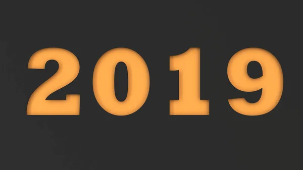 Número Naranja 2019 Cortado Papel Negro Signo Año Nuevo 2019 — Foto de Stock