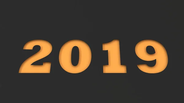 Número Naranja 2019 Cortado Papel Negro Signo Año Nuevo 2019 — Foto de Stock